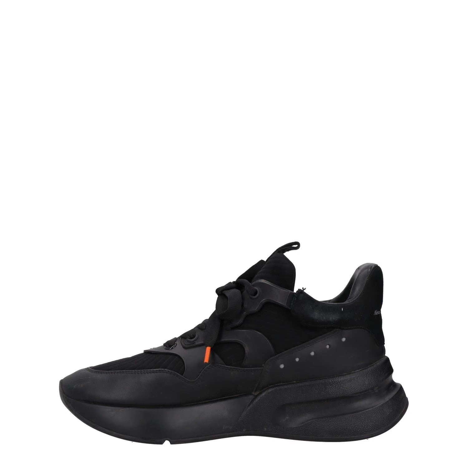 ALEXANDER MCQUEEN Mens Trainers Black Leather Mid Top Lace Up UK 7 RRP 590 — View 4