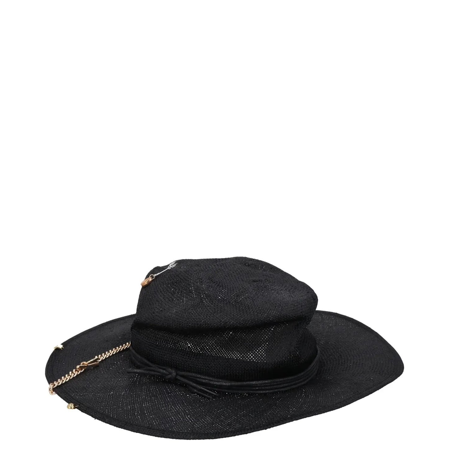 RUSLAN BAGINSKIY Womens Chain Strap Fedora Hat Black Chain Strap Size L RRP 363 — View 4