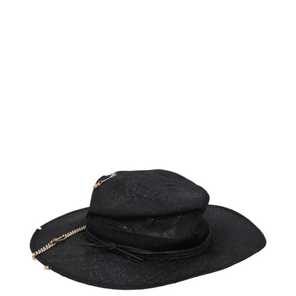 RUSLAN BAGINSKIY Womens Chain Strap Fedora Hat Black Chain Strap Size L RRP 363 — View 4