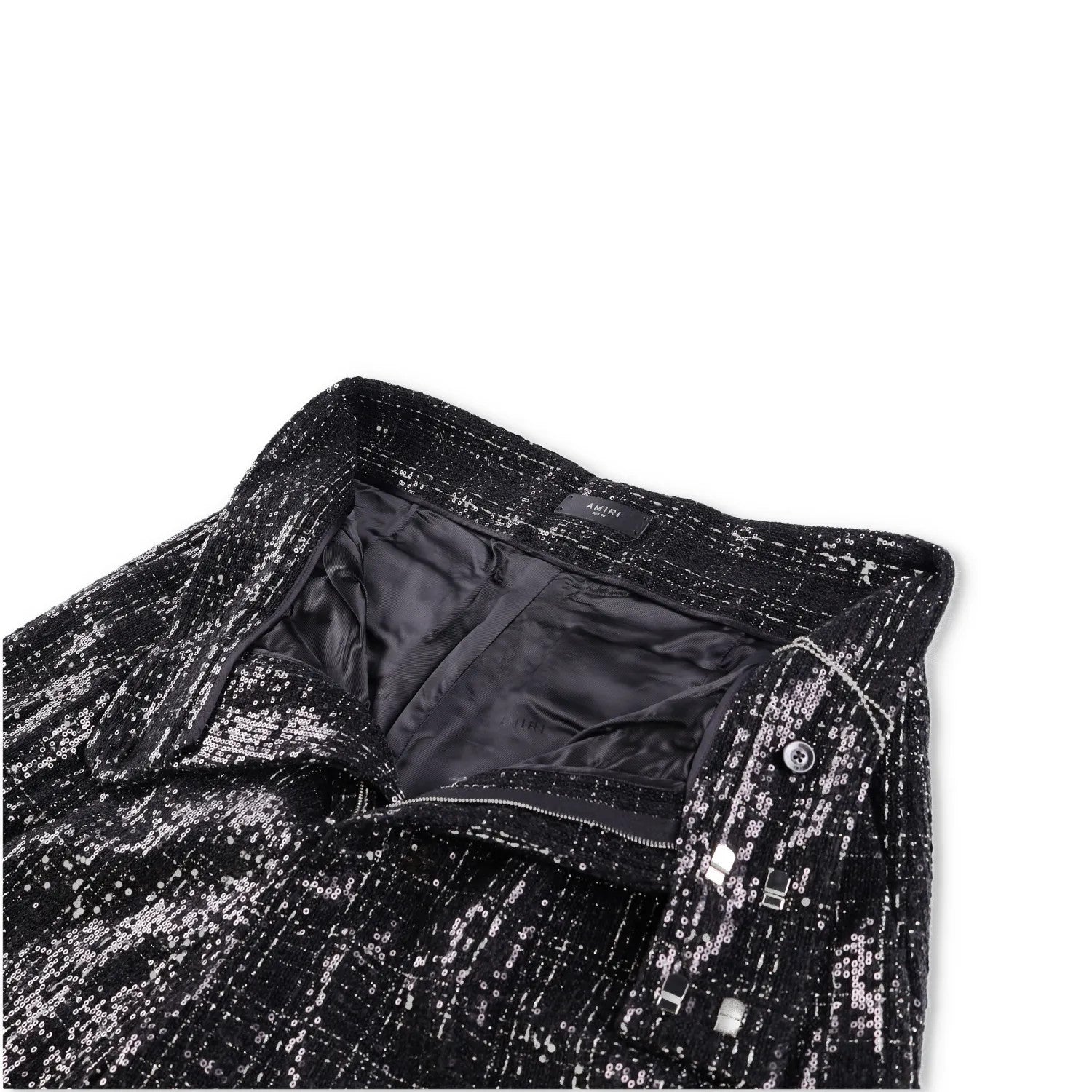AMIRI Mens Sequin Boucle Skater Shorts Black Tweed Shiny Size 50 RRP 890 — View 8