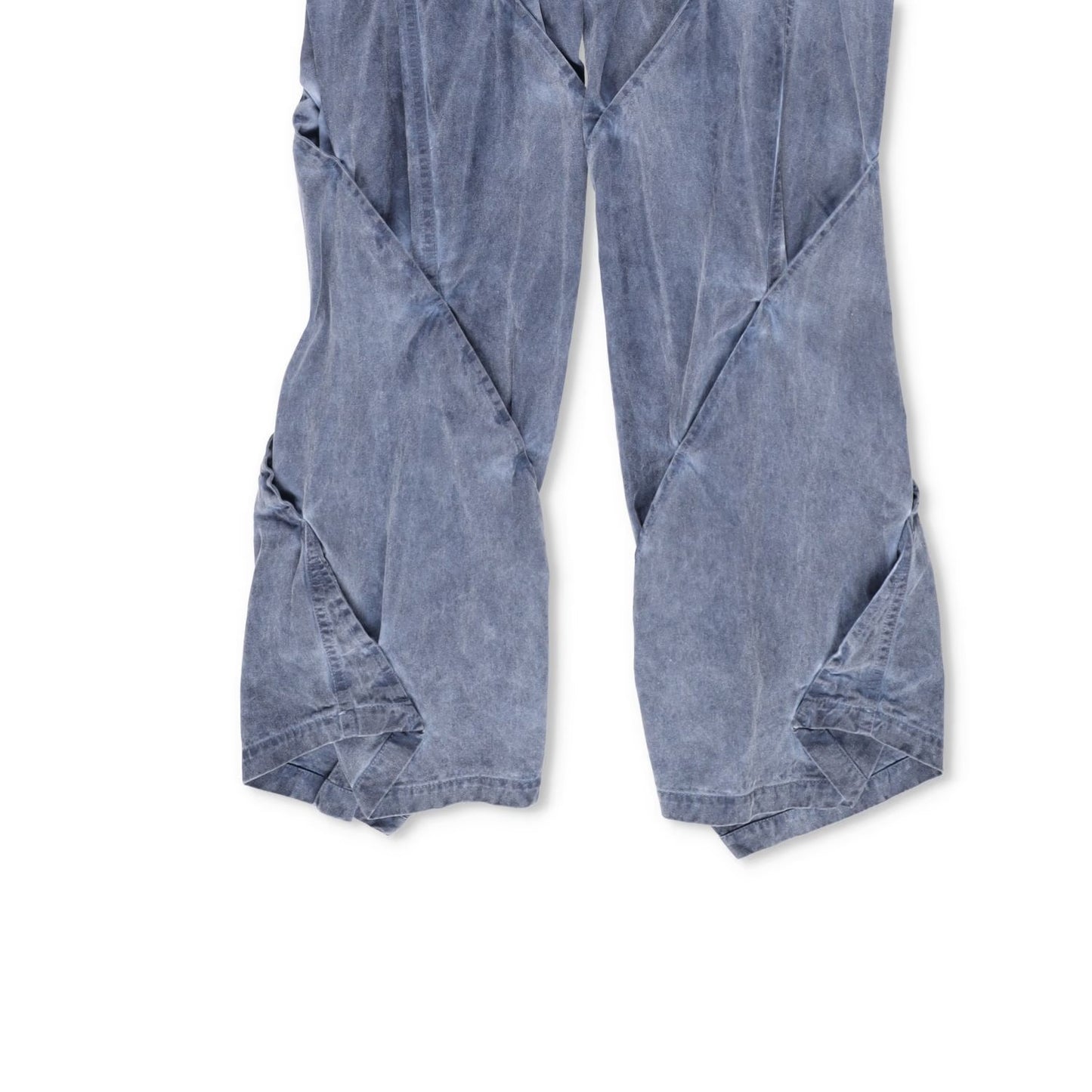 JUNTAE KIM Mens Gather-Twisted Dye Shell Trousers Blue Straight Leg L RRP 720 — View 4