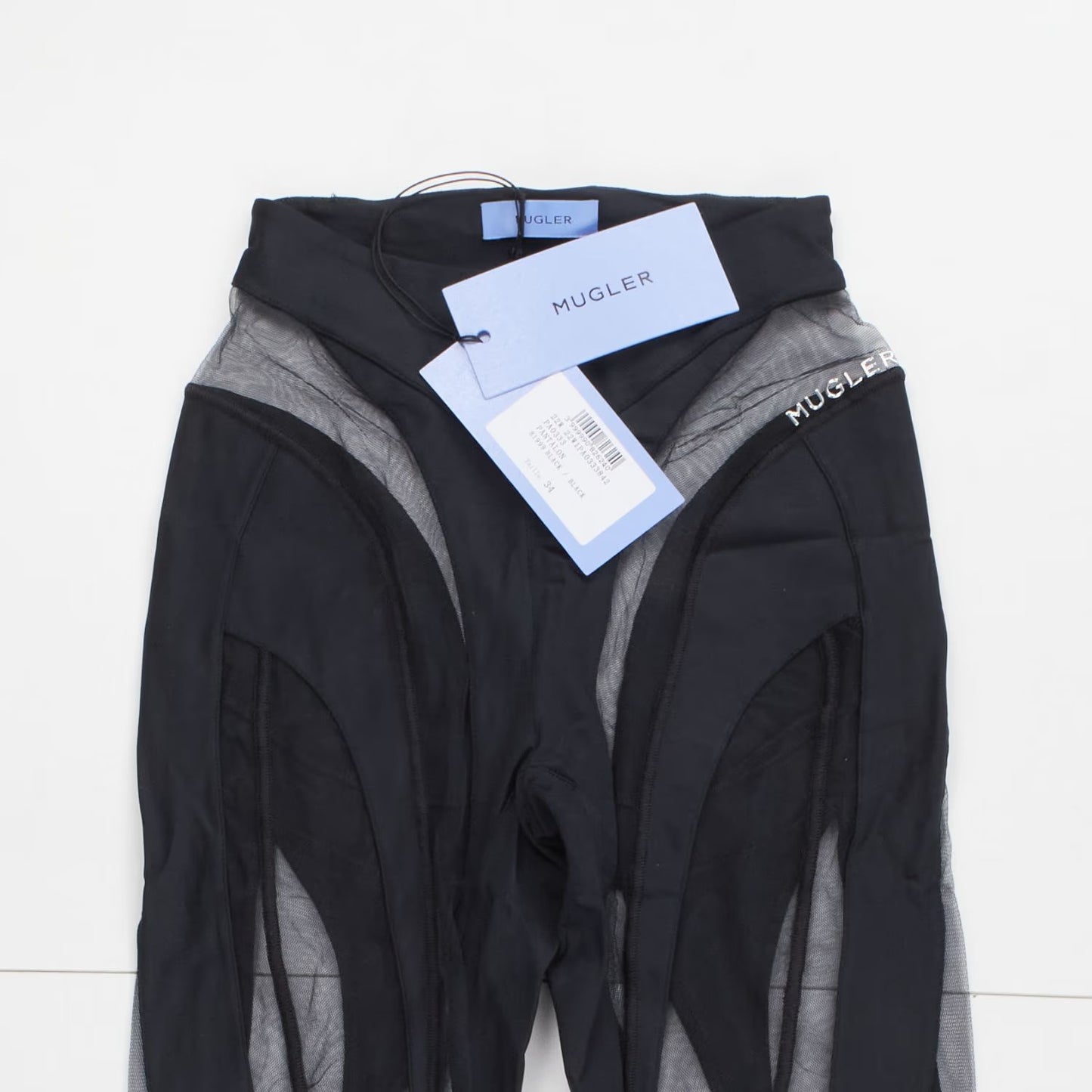 MUGLER Womens Black Sheer Lycra Tulle High Rise Leggings Size 34 RRP 460 — View 4
