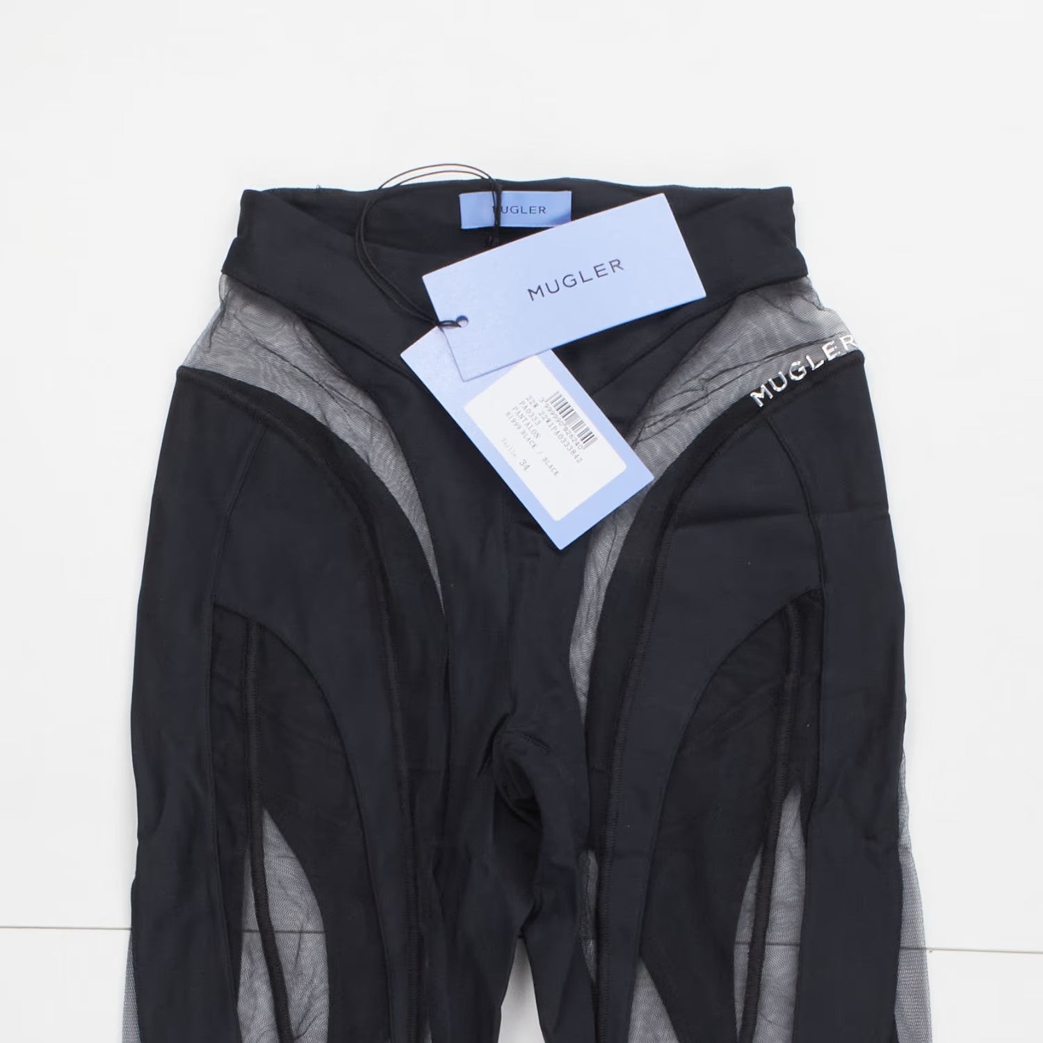 MUGLER Womens Black Sheer Lycra Tulle High Rise Leggings Size 34 RRP 460 — View 4