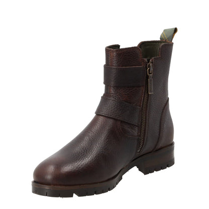 BARBOUR Womens Marina Ankle Boots Leather Brown Two Gold Buckles UK 3 RRP 140 — View 4