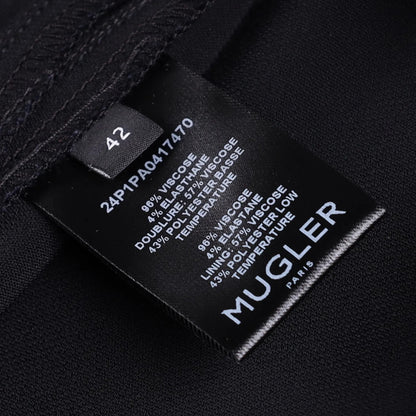 MUGLER Womens Flared Trousers Black Button Flat Front Size 42 RRP 1195 — View 10
