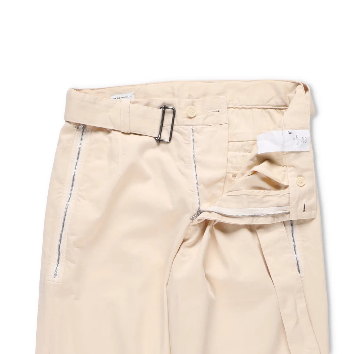 DRIES VAN NOTEN Mens Trousers Cotton Beige Pleated Buckle Size 48 RRP 450 — View 7