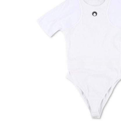 MARINE SERRE Womens Organic Cotton Bodysuit One-Piece White Size M RRP 260 — View 3