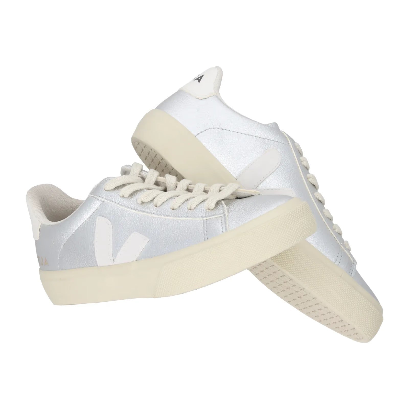 Veja Womens Campo Silver Metallic Sneakers Low Top Lace Up UK 10 RRP 119 — View 8