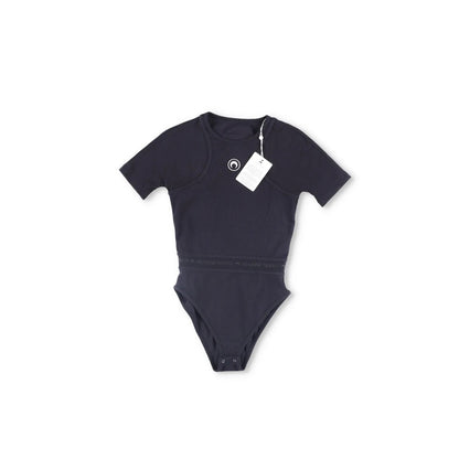 MARINE SERRE Womens Organic Cotton Rib 2X2 One-Piece Bodysuit Black XS RRP 260 — View 5