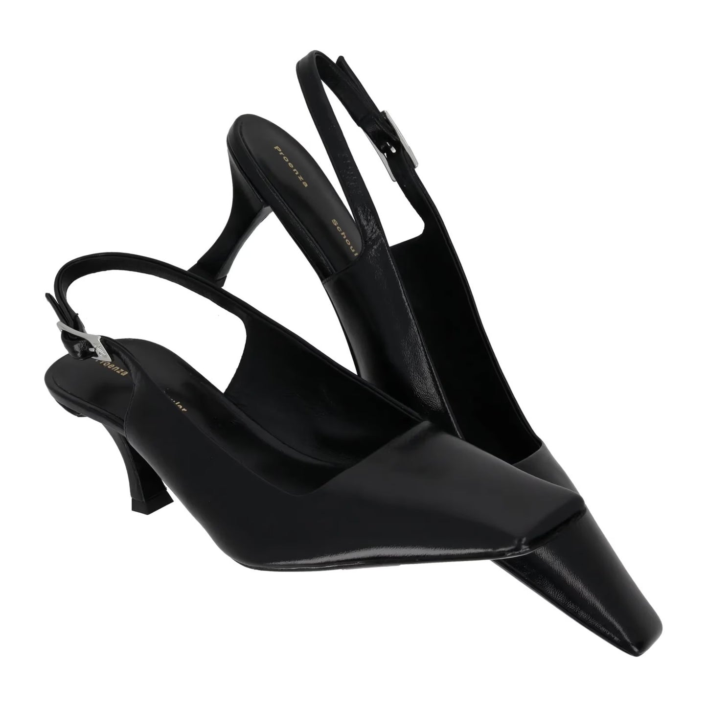 PROENZA SCHOULER Womens Kitten Heel Strap Silver Buckle Leather Black UK7 RRP598 — View 8