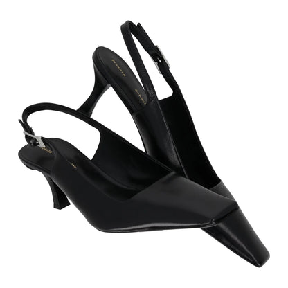 PROENZA SCHOULER Womens Kitten Heel Strap Silver Buckle Leather Black UK7 RRP598 — View 8