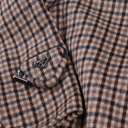 PRADA Womens Blouse V-Neck Long Sleece Check Pattern Brown Size 40 RRP 2830 — View 7