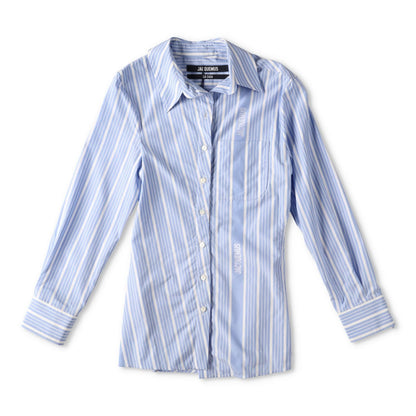 JACQUEMUS Womens La Chemise Pablo Long Sleeve Bown Stripe Shirt Black 36 RRP 591