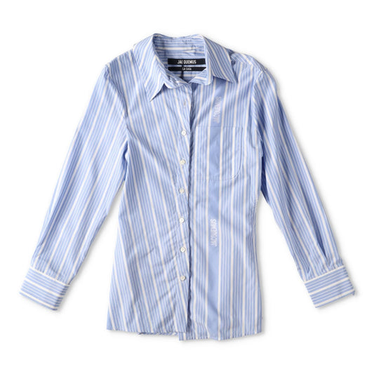 JACQUEMUS Womens La Chemise Pablo Long Sleeve Bown Stripe Shirt Black 36 RRP 591