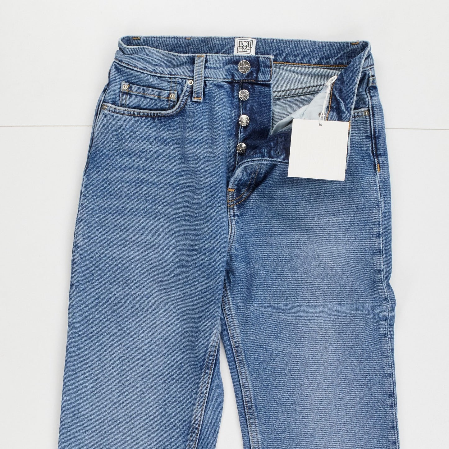 TOTEME Womens Jeans Classic Cut Straight High Waist Cropped Raw Hem W24 RRP240 — View 5