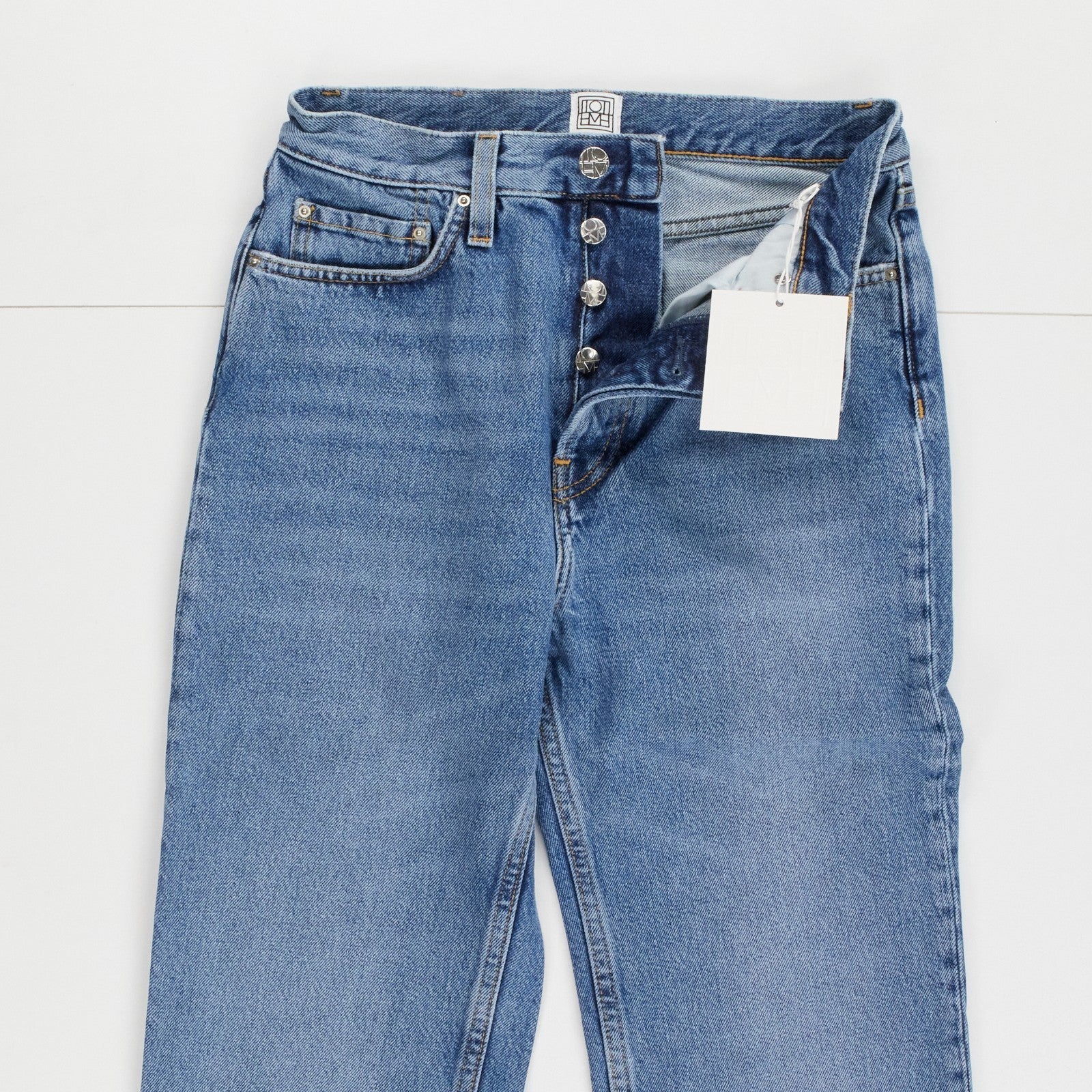 TOTEME Womens Jeans Classic Cut Straight High Waist Cropped Raw Hem W24 RRP240 — View 5