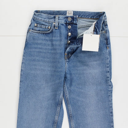 TOTEME Womens Jeans Classic Cut Straight High Waist Cropped Raw Hem W24 RRP240 — View 5