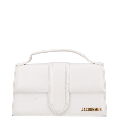 JACQUEMUS Womens Top Handle Bag White Leather Gold Logo Size M RRP 600