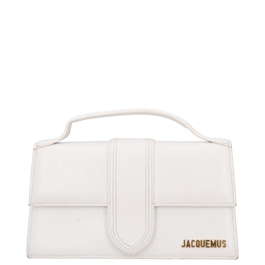 JACQUEMUS Womens Top Handle Bag White Leather Gold Logo Size M RRP 600