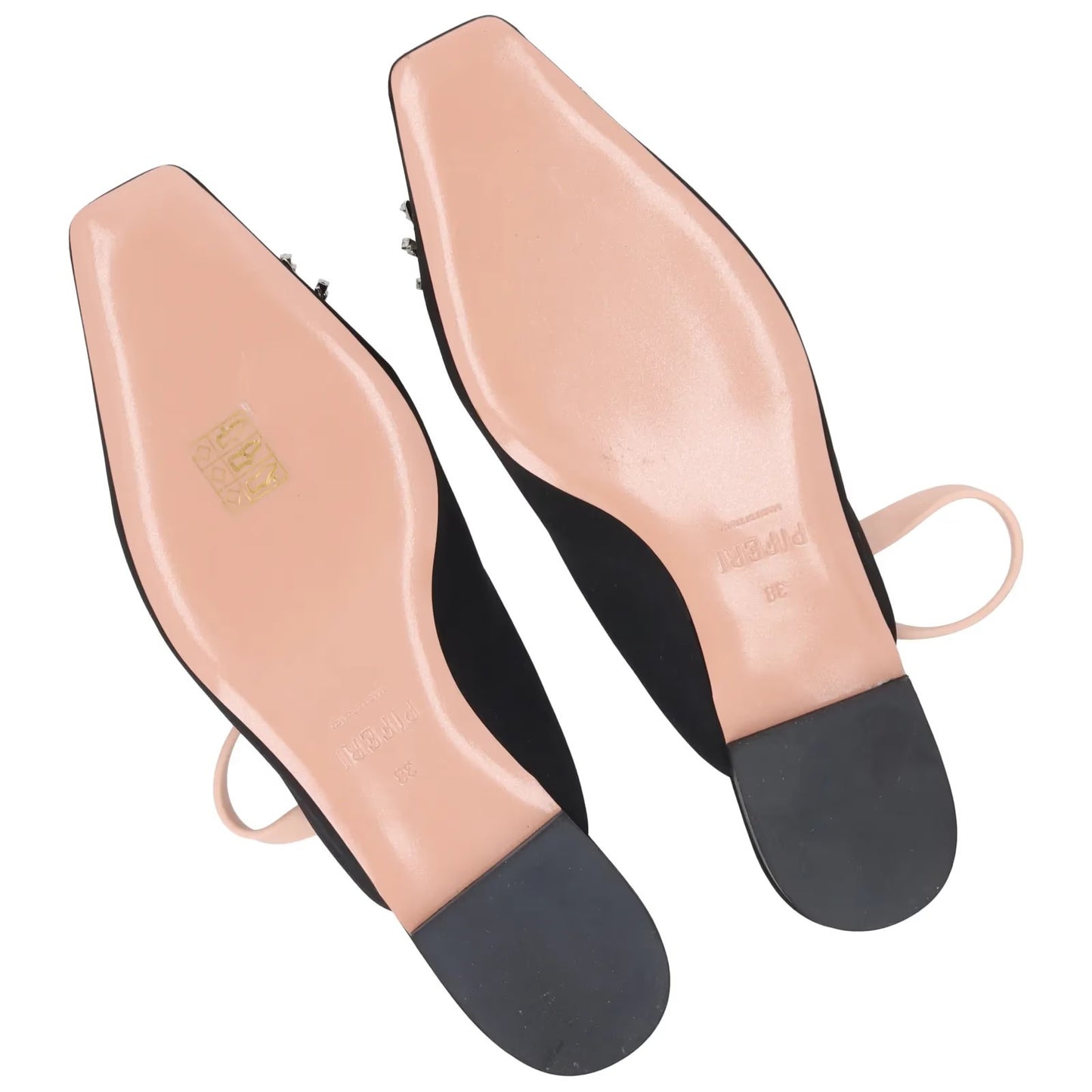 PIFERI Womens Drizella Flat Square Toe Pump Satin Crystal Black UK5 RRP 575 — View 8