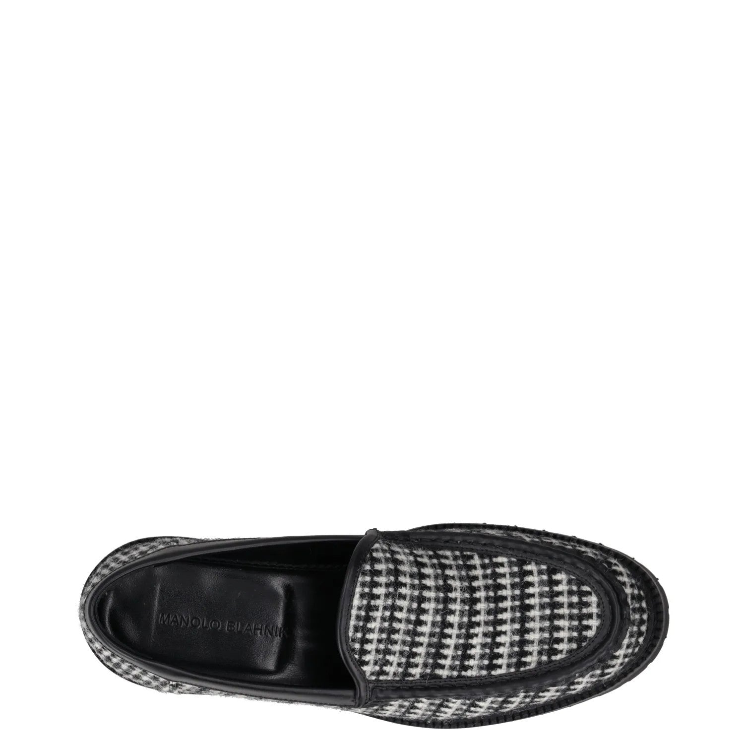 MANOLO BLAHNIK Womens Tweed Loafers Black Grey Leather Slip On UK 7 RRP 725 — View 7