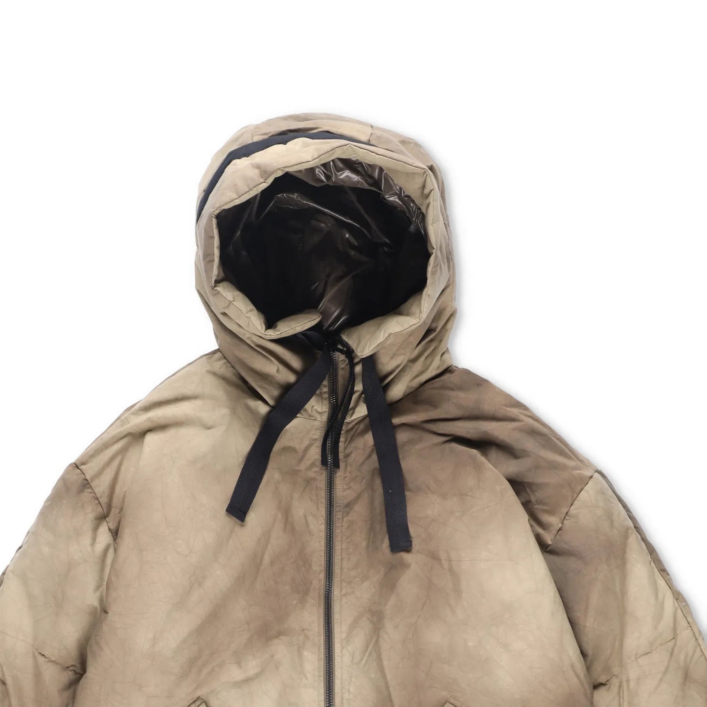HOLDEN Mens Beige Hooded Puffer Jacket Nylon Polyamide Zip Closure S-M RRP 800 — View 2