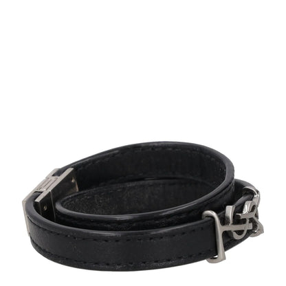 SAINT LAURENT Womens Bracelet Black Leather Silver YSL Buckle Size S RRP 255 — View 6