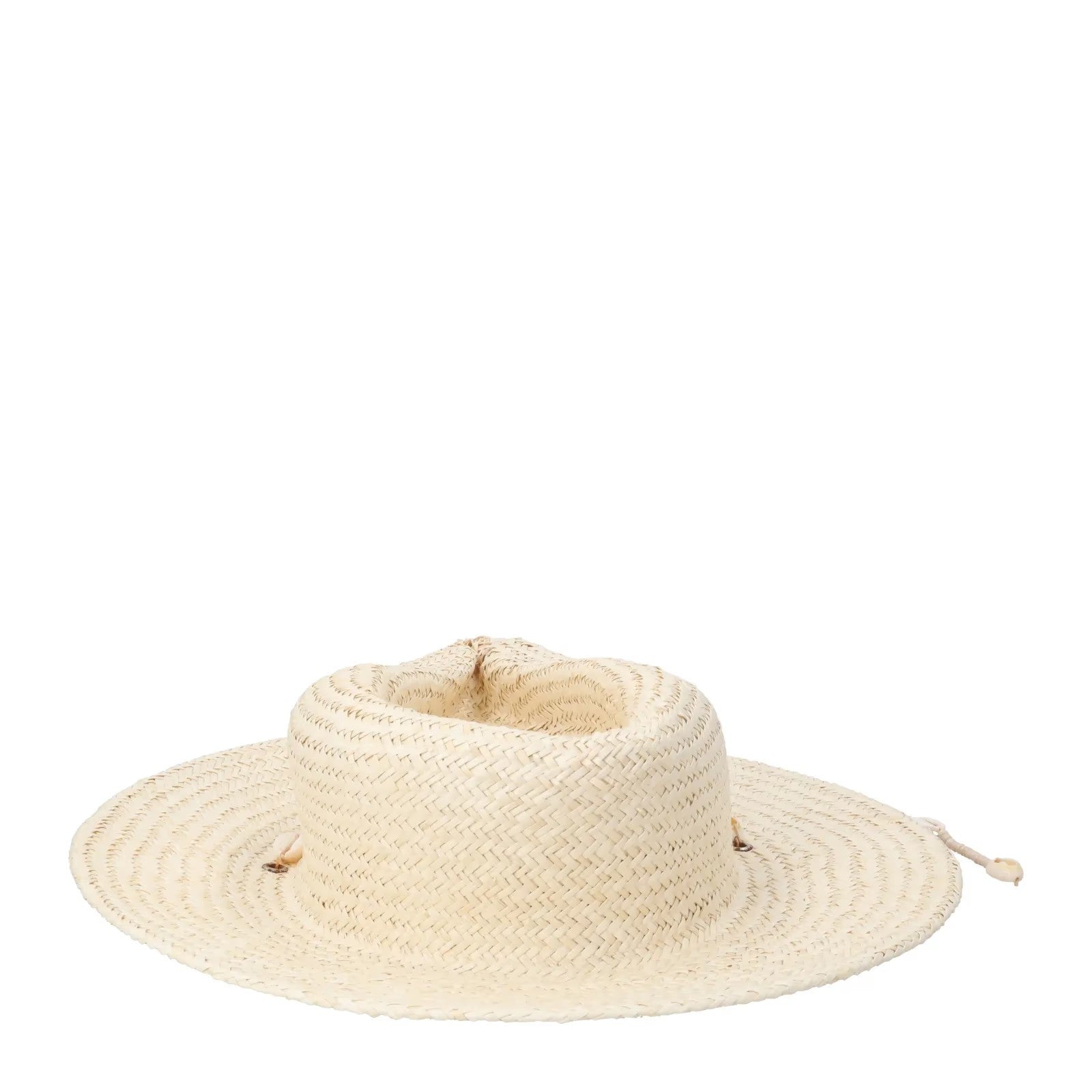 LACK OF COLOUR Womens Seashells Straw Fedora Hat Beaded Neutral Size S RRP 155 — View 5