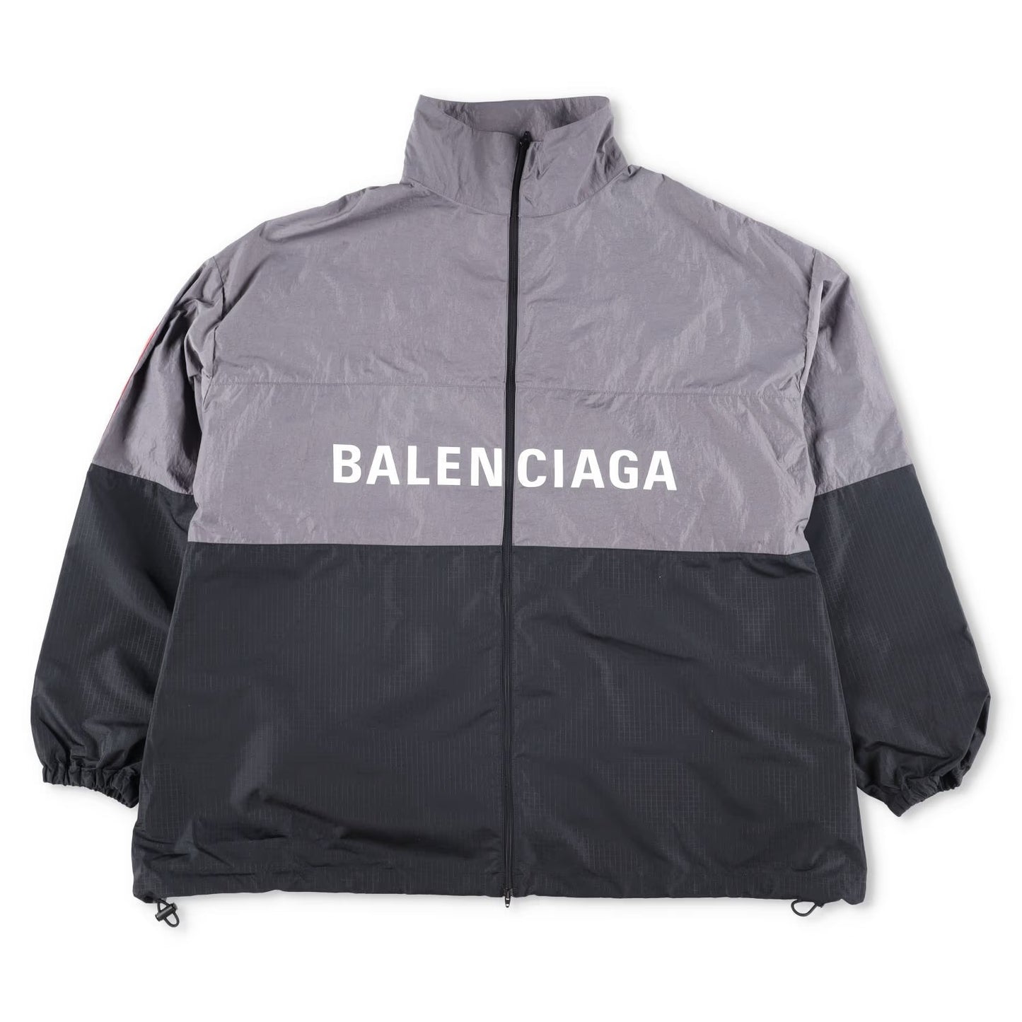 BALENCIAGA Mens Track Jacket Grey Black Windbreaker Stand-Up Collar 48 RRP 1500