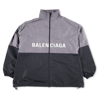 BALENCIAGA Mens Track Jacket Grey Black Windbreaker Stand-Up Collar 48 RRP 1500