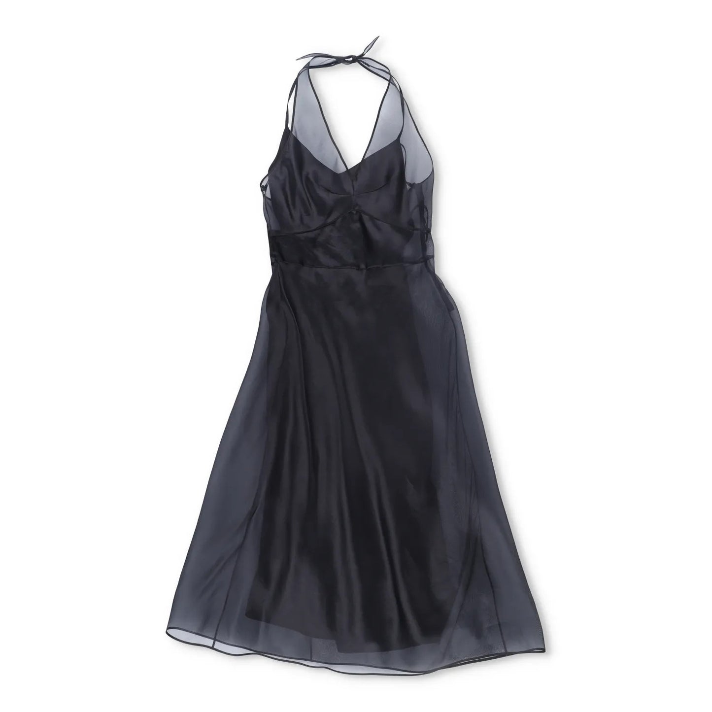 PRADA Womens Midi Dress Halter Neck Tie Sleeveless Re Edition Black 40 RRP 3060 — View 2