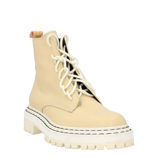 PROENZA SCHOULER Womens Leather Combat Boots Beige Lace Up Ankle UK 3 RRP 795 — View 2