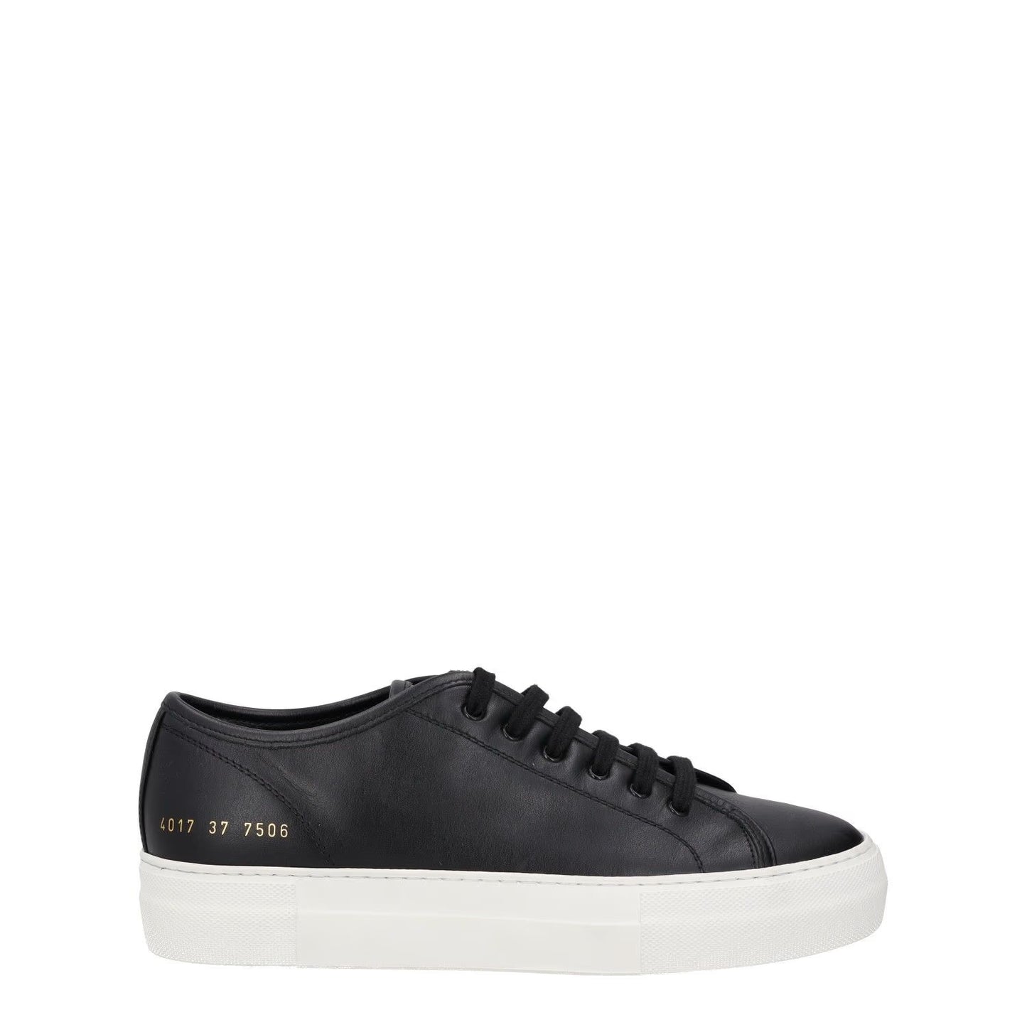 COMMON PROJECTS Womens Trainers Black Leather White Low Top Lace Up UK 4 RRP 395