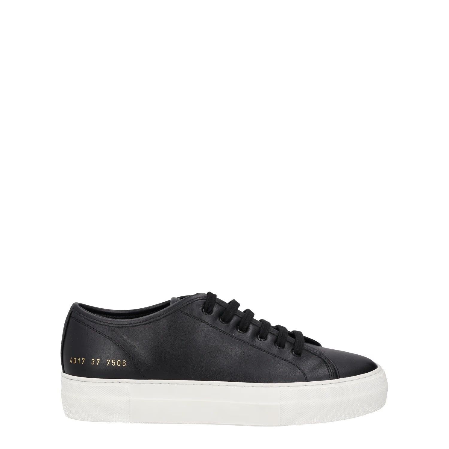 COMMON PROJECTS Womens Trainers Black Leather White Low Top Lace Up UK 4 RRP 395