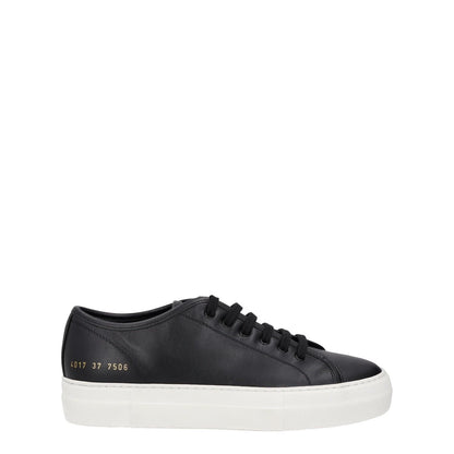 COMMON PROJECTS Womens Trainers Black Leather White Low Top Lace Up UK 4 RRP 395
