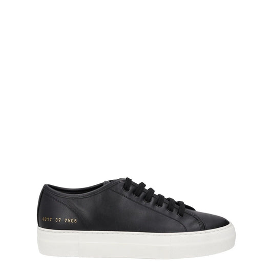 COMMON PROJECTS Womens Trainers Black Leather White Low Top Lace Up UK 4 RRP 395