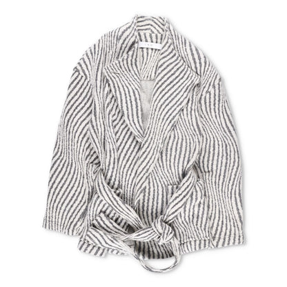 IRO PARIS Womens Kimono Jacket Wool Blend Grey White Striped Size 36 RRP 500