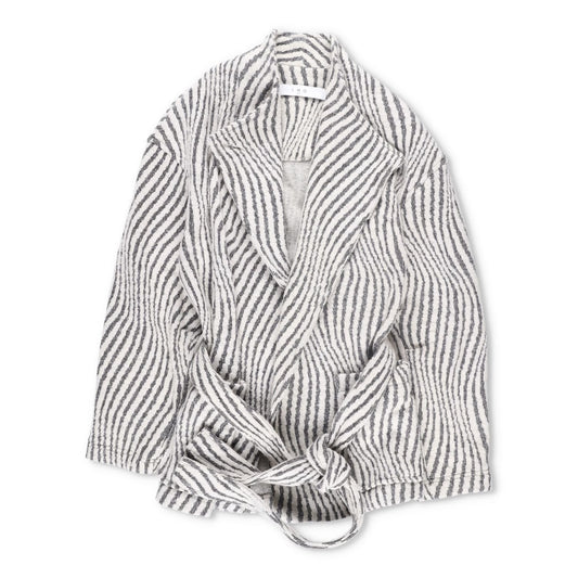 IRO PARIS Womens Kimono Jacket Wool Blend Grey White Striped Size 36 RRP 500