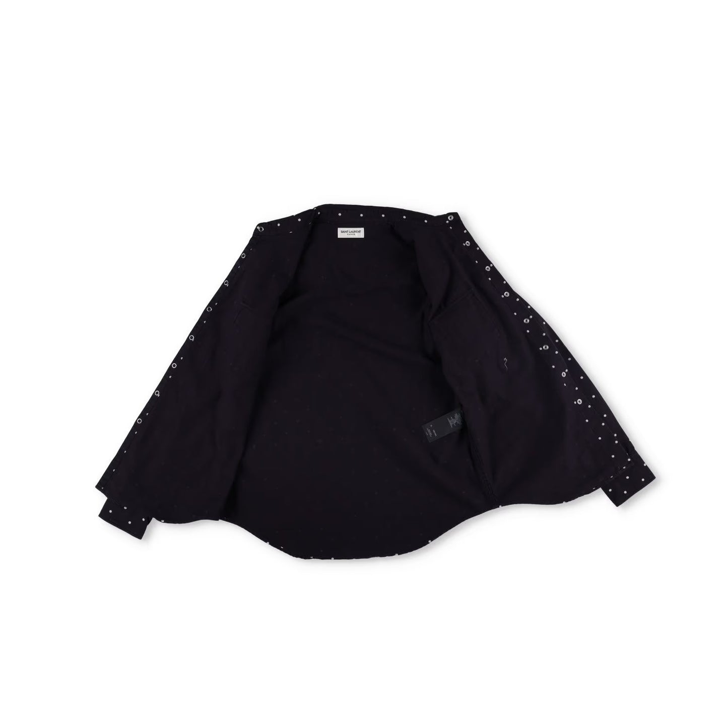 SAINT LAURENT Mens Button Up Shirt Collared Black White Dotted Cotton XL RRP 550 — View 7