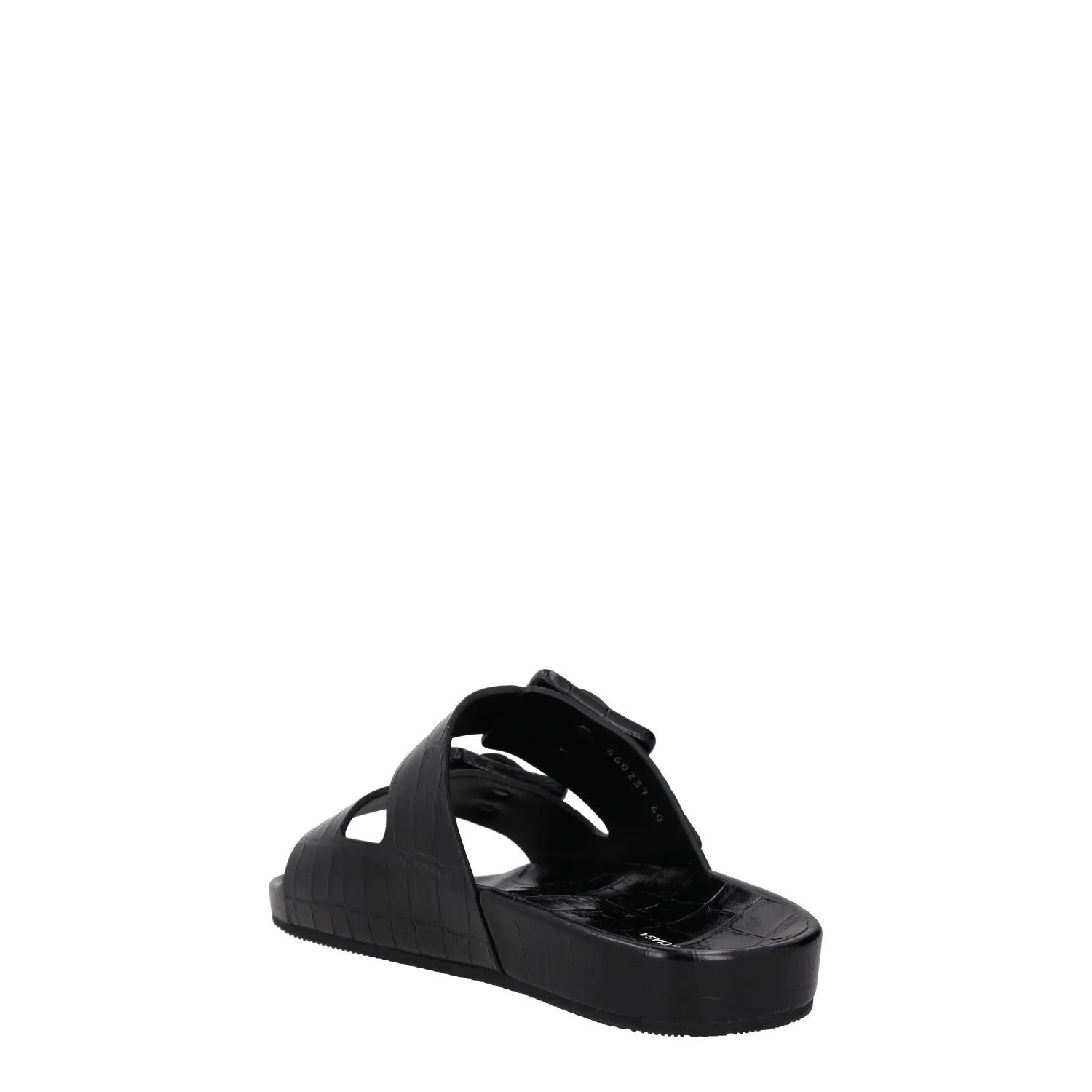 BALENCIAGA Womens Slider Sandals Buckle Comfort Black Leather UK 7 RRP 490 — View 5