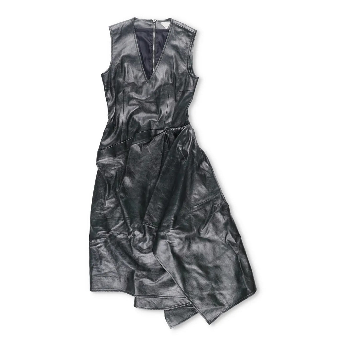 BOTTEGA VENETA Womens Midi Dress Sleeveless Side Drop Leather Black 42 RRP 5200 — View 2