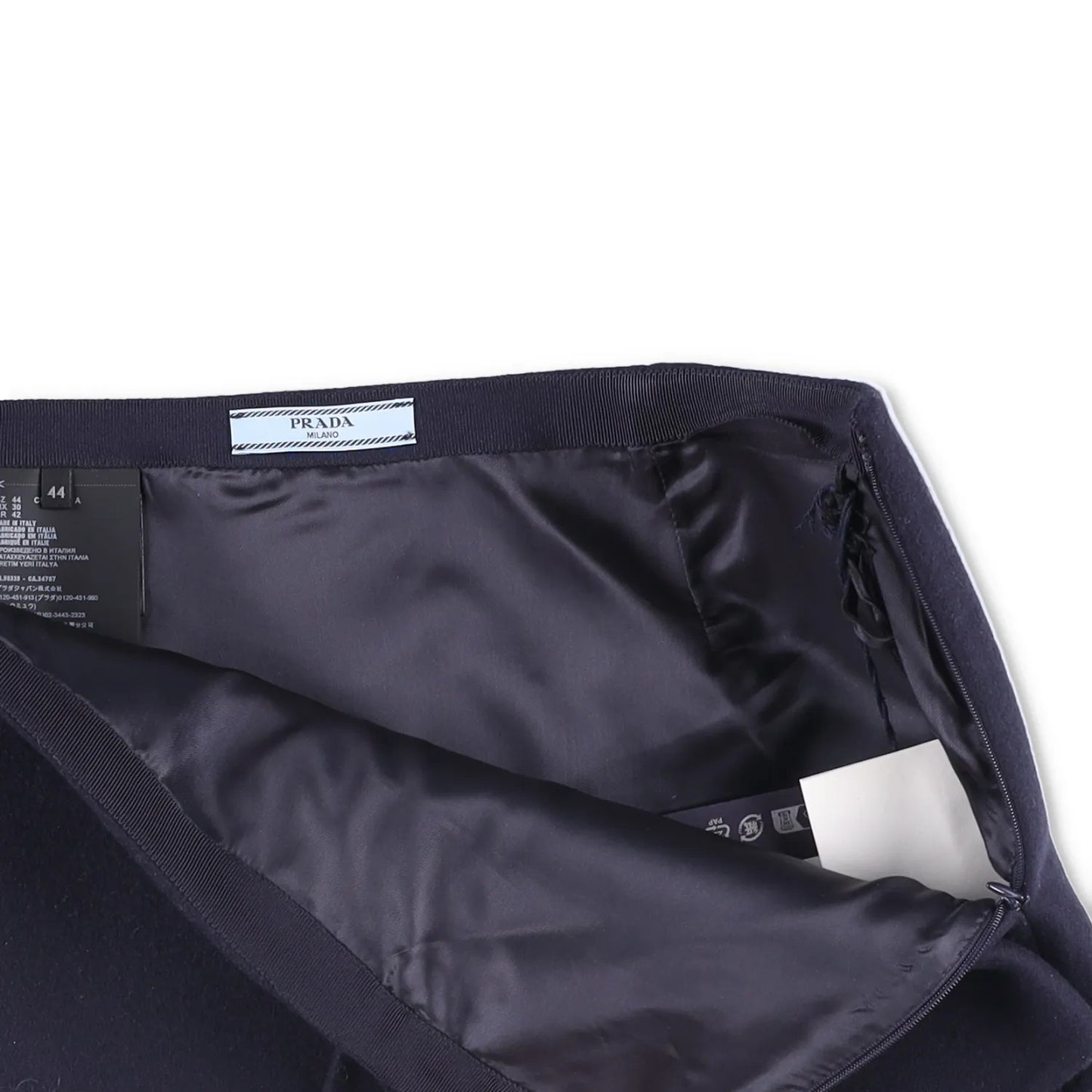 PRADA Womens Mini Skirts Navy Blue Asymmetric Wool Zip Size 44 RRP 1460 — View 4