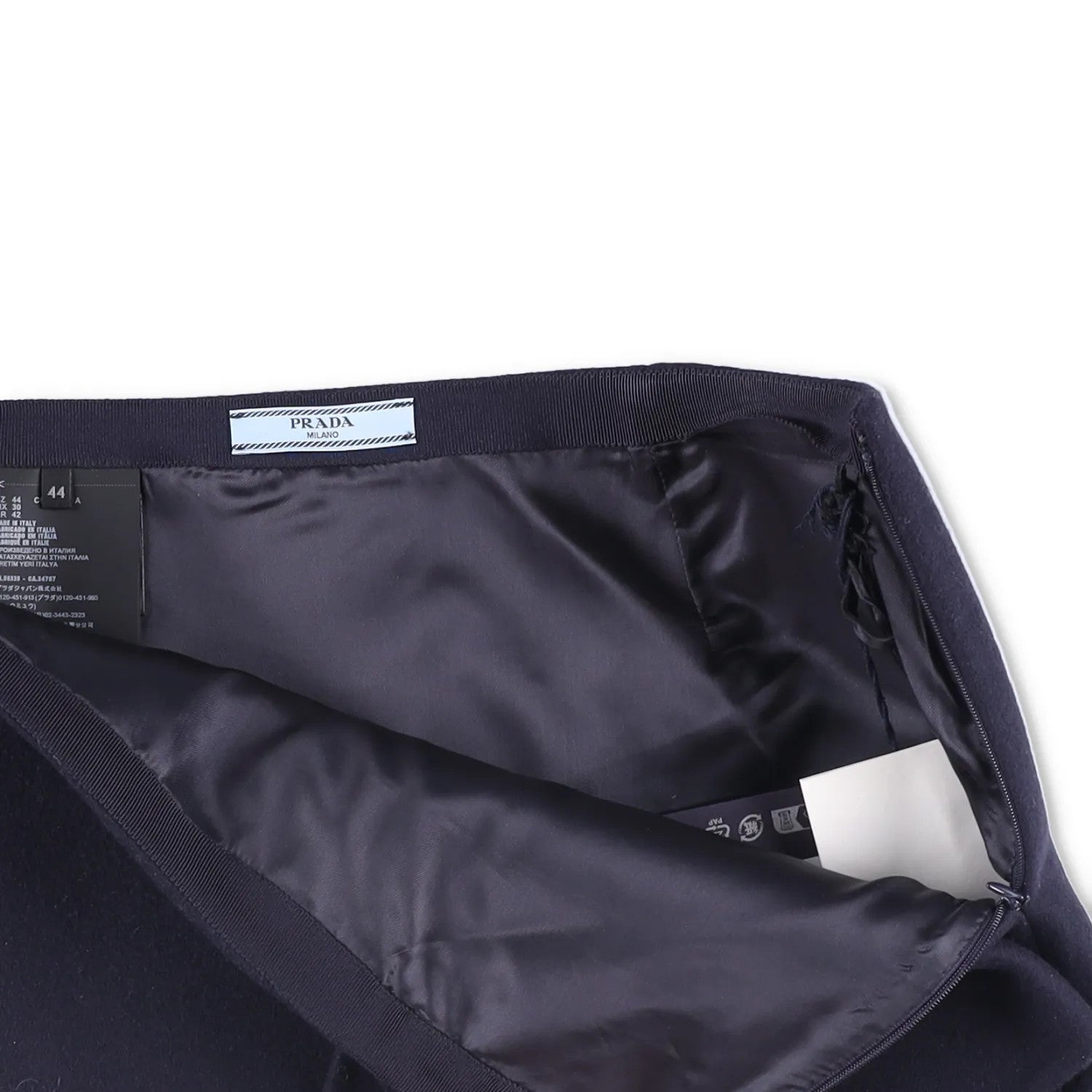 PRADA Womens Mini Skirts Navy Blue Asymmetric Wool Zip Size 44 RRP 1460 — View 4
