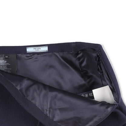 PRADA Womens Mini Skirts Navy Blue Asymmetric Wool Zip Size 44 RRP 1460 — View 4