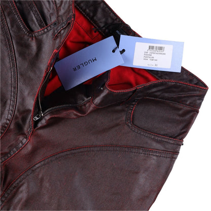 MUGLER Womens Jeans Flared Leg Denim Burgundy High Rise Size 40 RRP 770 — View 10