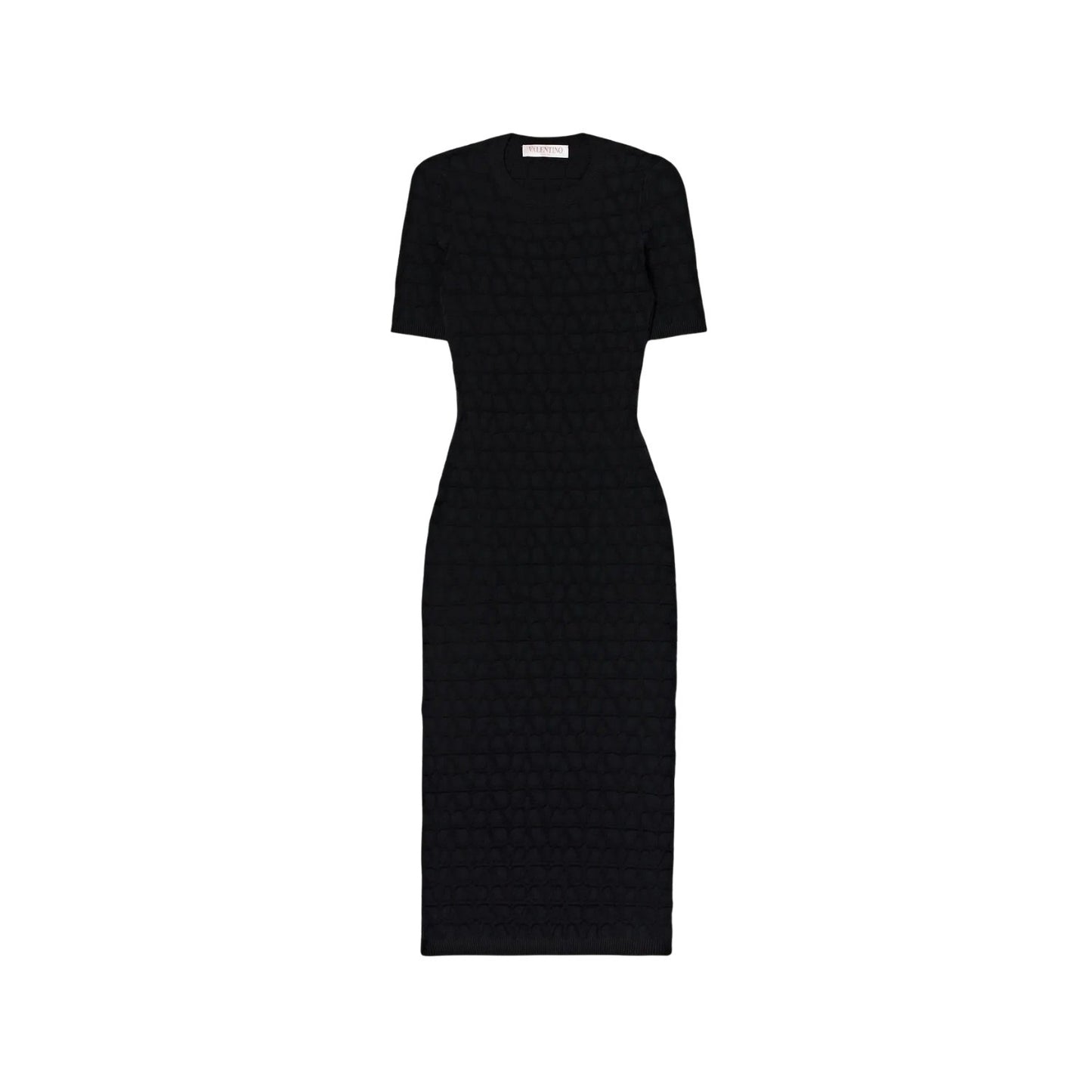 VALENTINO Womens Knit Midi Dress Black Round Neck Half Sleeve Large RRP 1850
