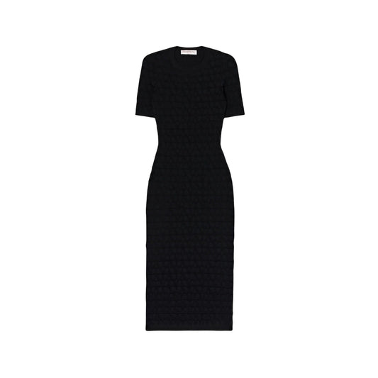 VALENTINO Womens Knit Midi Dress Black Round Neck Half Sleeve Large RRP 1850