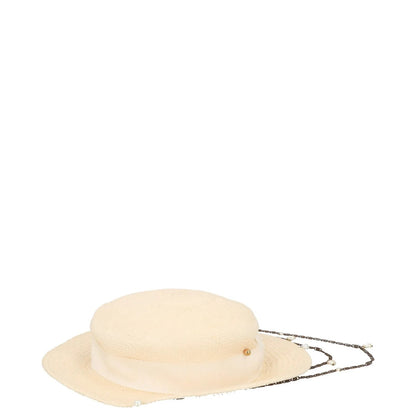 RUSLAN BAGINSKIY Womens Straw Boater Hat Beige Straw White Size M RRP 430 — View 5