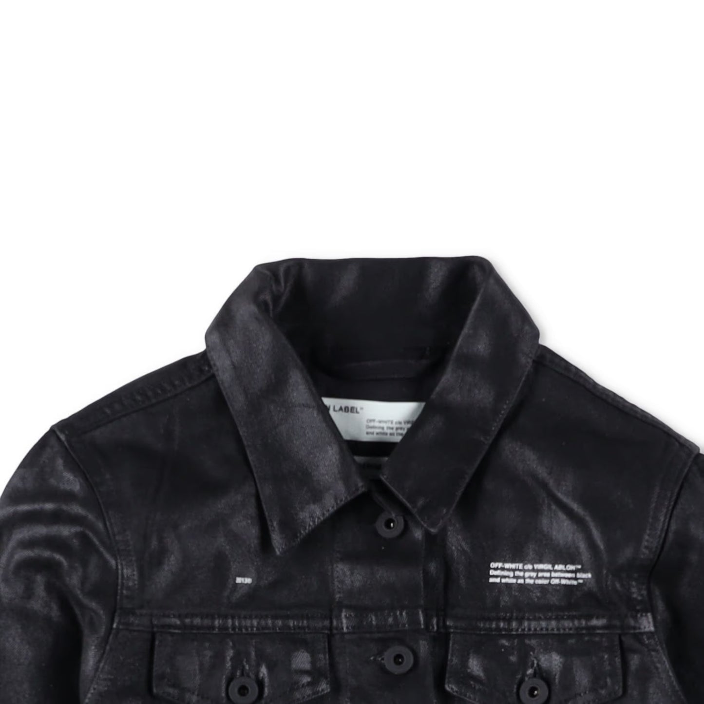 OFF-WHITE Womens Cropped Jacket Black Cotton Button Closure Size 38 RRP 850 — View 6