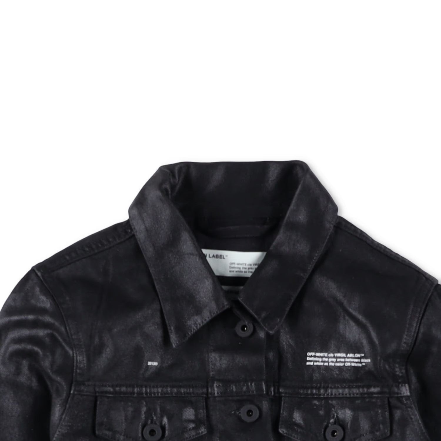 OFF-WHITE Womens Cropped Jacket Black Cotton Button Closure Size 38 RRP 850 — View 6